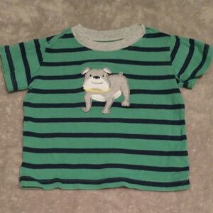 Carter's Green and Navy Striped Short-Sleeve Tee with Bulldog Patch